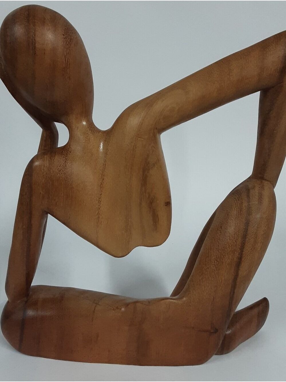 G6 Collection Large Hand-Carved Suar Wood Thinking Man - Picture 3 of 10